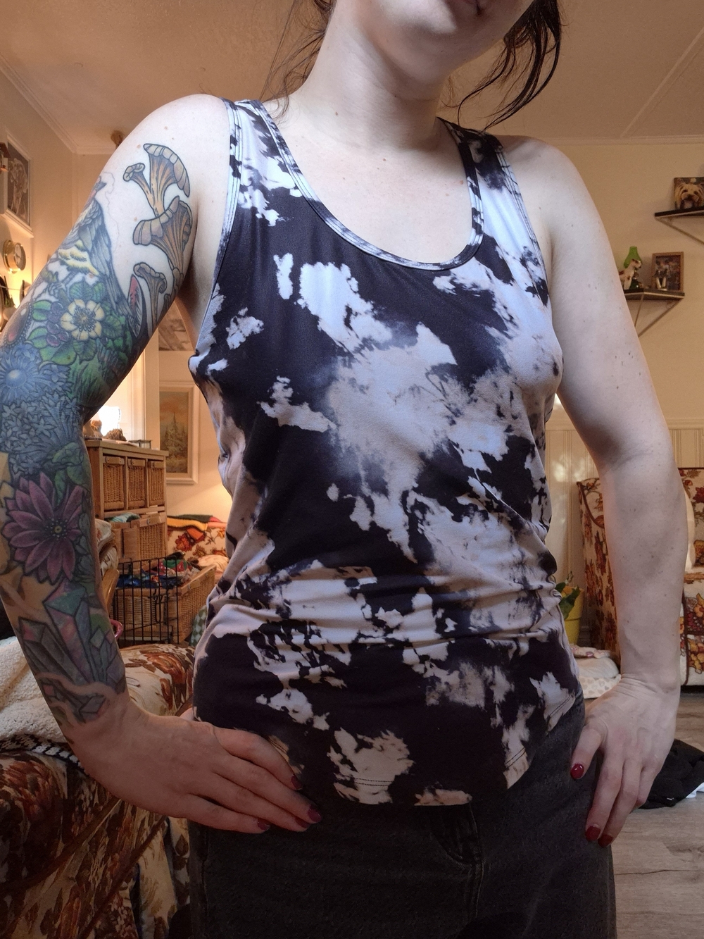 Balance Collection Black and White Tie-Dye Tank